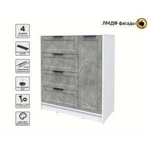 Тумба Тренд КТ-Т90 (Белый платинум ЛДСП/ Керамика ЛМДФ) Ш900 В1020 Г451